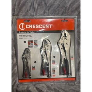 Crescent 3 Piece Locking Pliers Set Wire Cutters Max Grip Curved Jaws‎